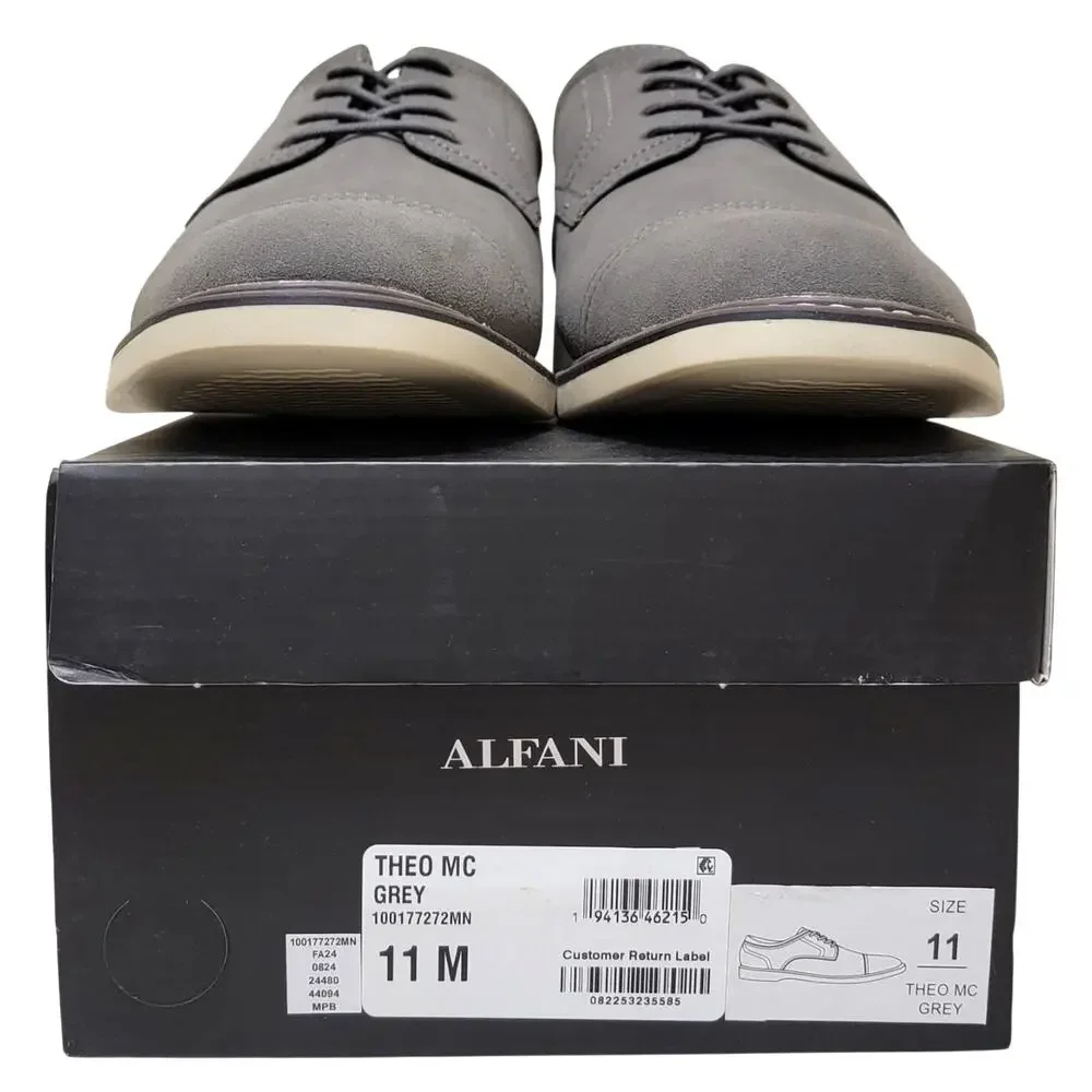 Alfani Men Theo Cap Toe Derby Oxfords Size US 12M Grey Microsuede